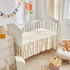 Set 3 Mini Crib Bedding Pieces Baby Boho Quilted Tufted Ruffles Comforter with Fitted Sheet and Ruffled Bed Skirt