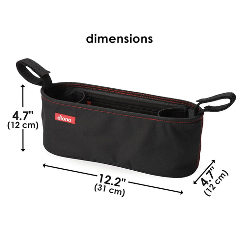 Diono Buggy Buddy Universal Stroller Organizer, Black, with Cup Holders and Zippered Pockets