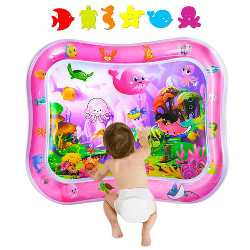 Extra Big Infant Toys, Baby Pink Water Play Mat, Tummy Time Toys, Fun Early Development Activity Play Center (39.5x31.5