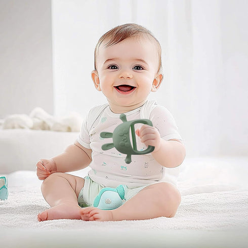 Generic 12x12x4.5cm, 6-12 Children Teething Toy, Soft Flexible Texture, Gum Massager, Care Accessories, Adorable Bunny