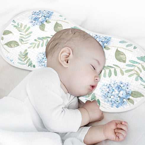 KICPOAY 2 22 11 Inch Muslin Baby Burp Cloths, Blue Floral Hydrangeas with Leaves Baby Bibs Rags Comfy Soft Absorbent