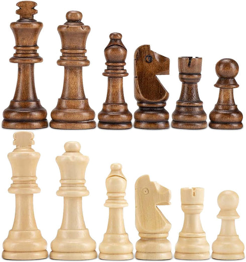 AMEROUS Wooden Chess Pieces Only, Staunton Style Wood Chessmen with 3.15" King, Storage Bag, Gift Packed Box