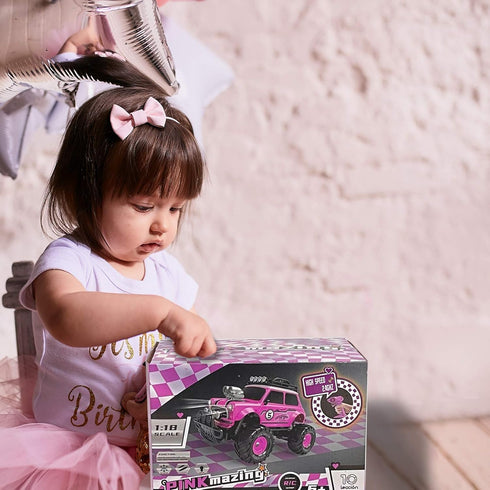 10Leccion Remote Control Car for Girls, Pink RC Truck with Two Rechargeable Batteries, Toys for Ages 3-8 Birthday Ideas