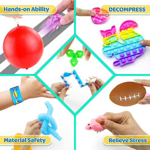 Erosbon 135pcs 3-5 4-8-12, Party Favors for Kids Fidget Toys Easter Eggs Fillers Birthday Gift Treasure Box Toy Prizes