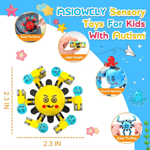 Adults,6 Transformable Fidget Spinner Toys for Kids and Pcs Sensory Toy for Boys Girl ADHD Stress Relief Toys,Fingertip