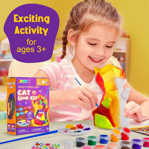 8 3-12 EPUMP Paint Your Own Cat Lamp DIY Rechargeable LED Night Light with Color Modes, Creative Arts & Crafts Activity