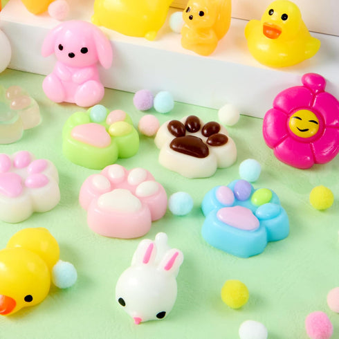 24 JOYIN Pcs Easter Eggs Prefilled with Squishy Toys, Cute Mochi Toy Fillers for Easter Egg Hunt, Basket Stuffers