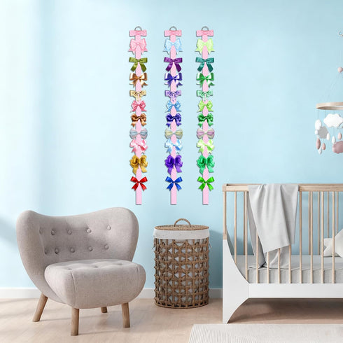 Bremorou 8 Pcs Bow Organizer for Girls Pink Bow Holder For Girls Hair Bows Baby Organizer For Baby Girl Hair