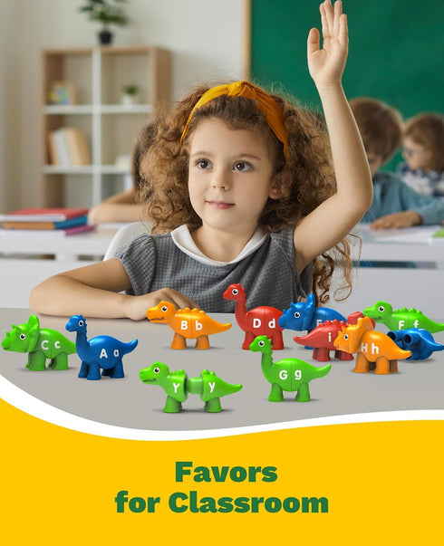 26PCS 18M+, 3 4 5 Dinosaur Alphabet Learning Toys for Montessori Educational Toys for Year Old, Toddlers Preschool