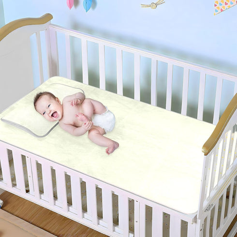 SyXIOP 28" 52" Yellow Cooling Baby Waterproof Crib Mattress pad x Reusable Mattress Protector Pads for Baby&Toddler