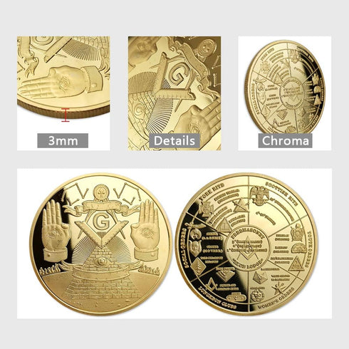 Masonic Coin Master Mason Freemason Lodge Family Map Working Tools