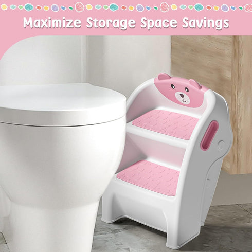 TPN A-Frame,10-Second 2-Step Toddler Step Stool for Bathroom Sink and Potty Training Durable Anti-Slip,Anti-Tip