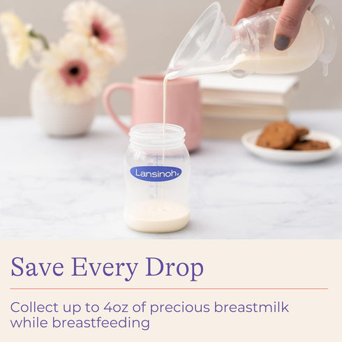 4 1 Count Lansinoh Silicone Milk Collector Breast Pump for Breastfeeding with Suction Base, Ounces, Portable