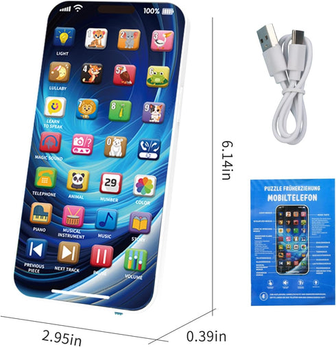 lebowen 12 Cell Phone ToyMultifunctional, Music, Lullaby, Lights, Early Learning & Teaching, USB Charging, Gifts