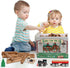 Wondertoys 208 Pcs Classic Wooden Log Set, Real Wood Building Logs for Ages 3+, Retro Gift Set for Boys