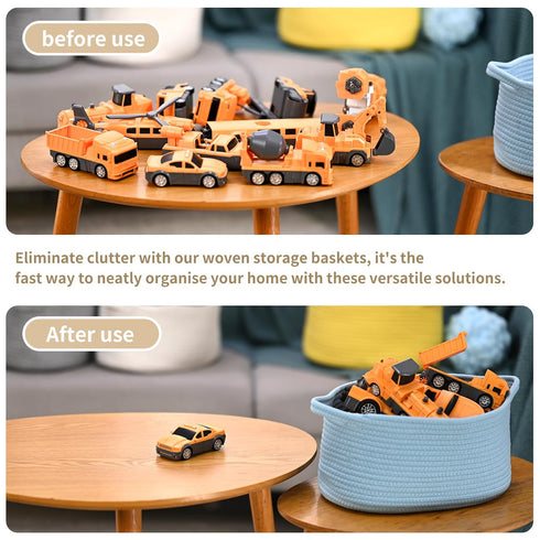 Cute Woven Storage Basket with Handle, Decorative Organizer Bins for Gifts, Pet Dog Toys, Baby Essentials, Snack Diaper
