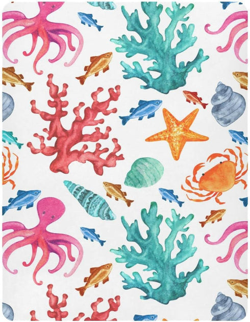Pack 39" 27" Colorful Ocean Animal Crib Sheets for Boys Girls N Play Sheet Soft Breathable Mini Crib Sheets x