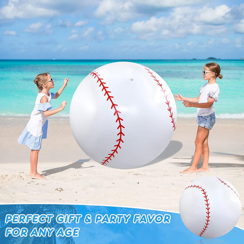 Meooeck 2 Pcs Giant Inflatable Beach Balls 40 Inch Large Baseball PVC Blow Up Float Toys for Summer Pool Party Games