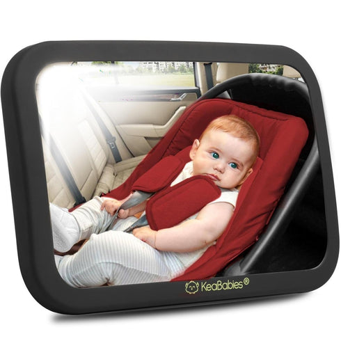 Large Shatterproof Baby Car Mirror - Safety Rear Facing Infant Car Seat Mirror, Fully Assembled Black