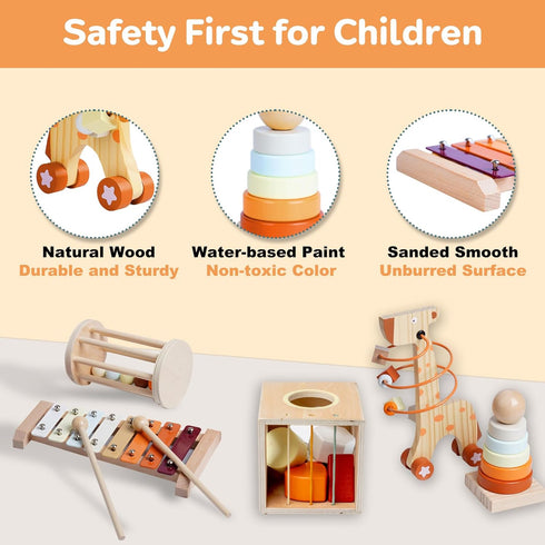 6-12 6-12-18 Wooden Montessori Toys for Months,Montessori Baby Blocks Toy for Months,Shape