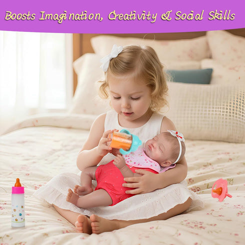 6-Piece Set 1024 Inch CARANOVO Baby Doll Feeding Magic Bottles & Pacifiers for Dolls, Disappearing Milk & Juice