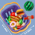 JASNKKONT 42 87 Set Items Pcs Cutting Play Kitchen for Kids, Pretend Cooking Fruit &Vegetables&Fast Food with Storage