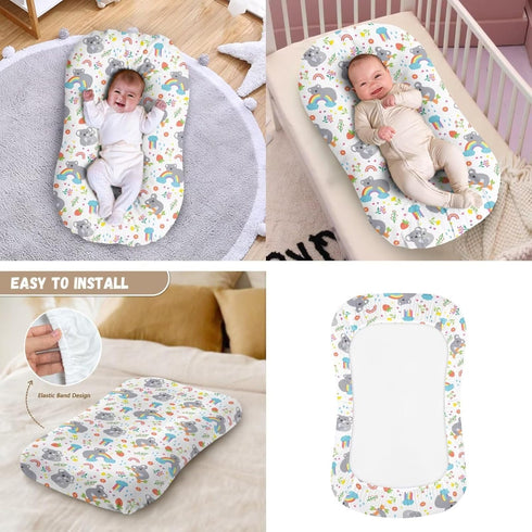 Sarogrorin 0-12 Set 2PCS Rainbows Koalas Newborn Lounger Cover for Months Fitted Baby Bassinet Sheets Flowers