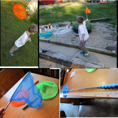 #1 M-jump 3 Pack Colored Telescopic Butterfly Nets, Great for Catching Insects, Extendable from 6.8" to 34"