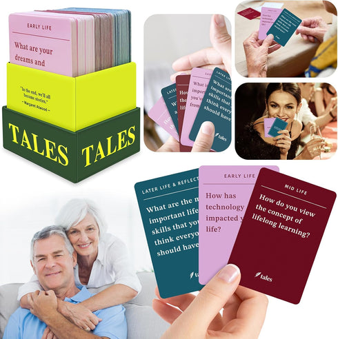 150 Pcs Life Story Interview Kit Cards, Family Conversation Cards for Family Game Night with Curated Question Cards