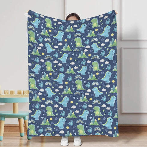 Dinosaur Rainbow Baby Blanket for Boy Girl Cartoon Dino Sun Stars Cactus Mountain Soft Swaddle Blanket Dinosaur Flannel Receiving Blanket Infant Newborn Nursery Stroller Crib Bedding Blanket 30x40