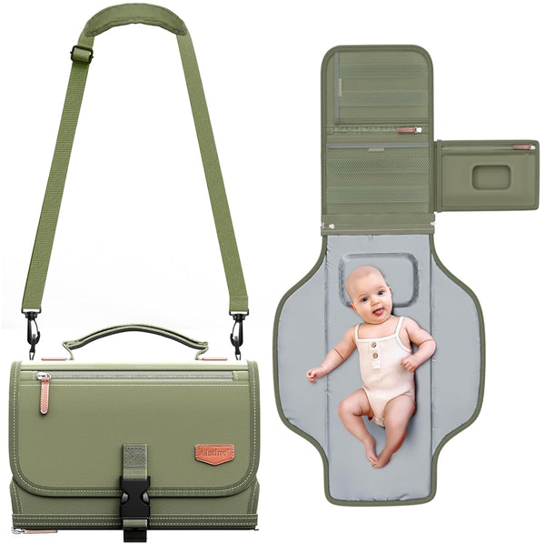 Portable Diaper Changing Pad with Shoulder Strap, Detachable Travel Changing Pad with