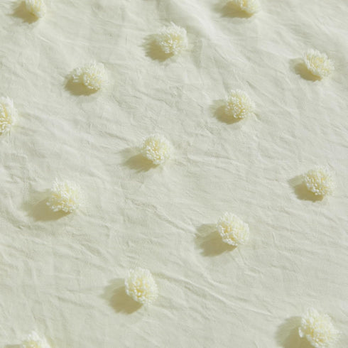 3 Set Set Pieces Crib Bedding Tufted Dots Jacquard Baby Comforter with Fitted Sheet and Bed Skirt - Cute Embroidery