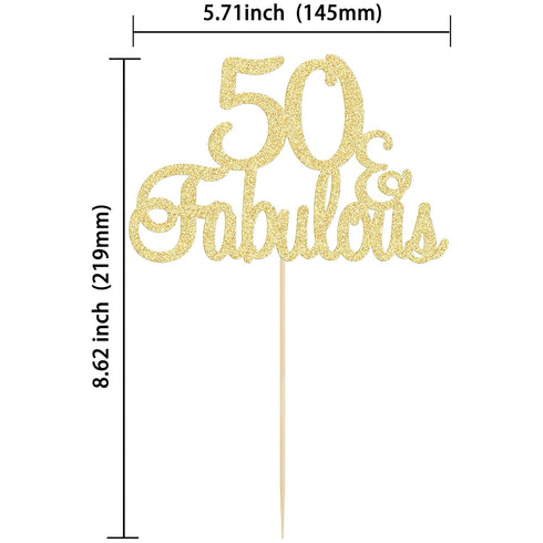 Gyufise 1Pcs 50 & Fabulous Cake Toppers - 50th Birthday Anniversary Party Decorations Supplies