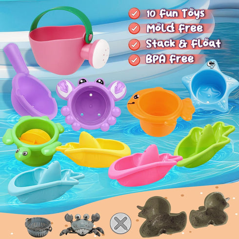 Babelshar 10 1-3, 1-3 12-18 Pcs Bath Toys for Kids Ages Bathtub & Pool Water Toys for Toddlers & Babies Months, Water