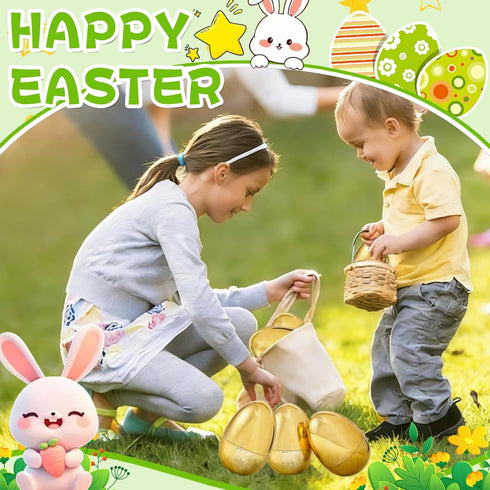 Digwry 8 6 Inch PCS Jumbo Gold Plastic Easter Eggs, Giant Metallic Golden Easter Eggs Fillable Large Empty Egg