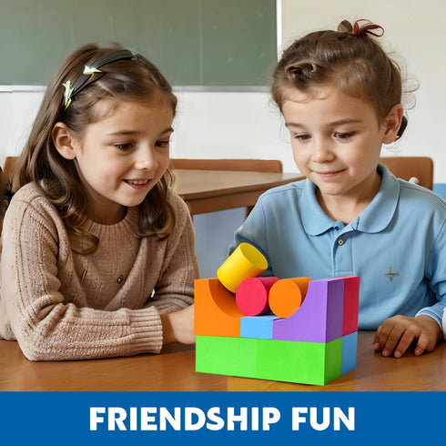Large Foam Blocks for Toddlers 2-4 Years, Big Building Blocks Set, Soft Stacking Montessori Toys for 18+ Month Olds
