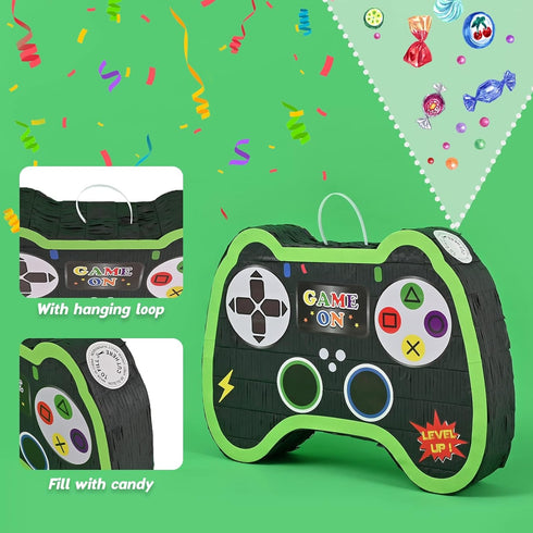 WERNNSAI Video Game Controller Piñata Bundle with Blindfold and Bat for Kids Gaming Theme Birthday Party