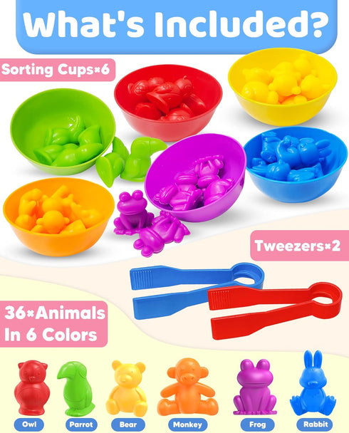 Counting Animals Montessori Toys for Boys & Girls Ages 3-5, Preschool Learning Activities & Sensory Gifts for Kids