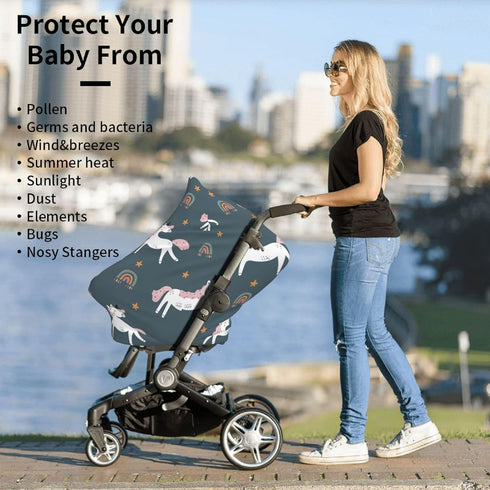 Schgap Unicorn Baby Car Seat Covers Canopy, Nursing Cover Breastfeeding Baby Carrier Covers Carseat Canopy for Toddler