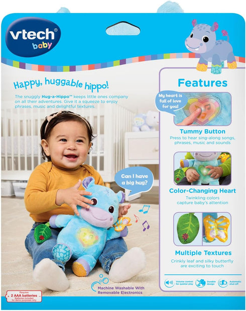 Blue VTech Baby Hug-a-Hippo Musical Plush Toy - Interactive Cuddle Buddy