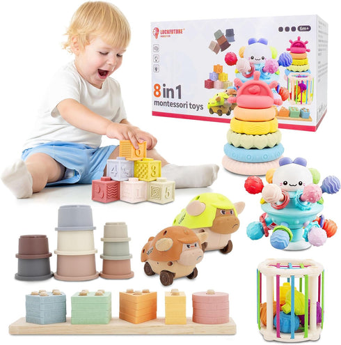 LUCKFUTURE Baby Toys 6 to 18 Months, 8 in 1 Montessori Toy