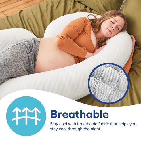 Talbot's Dr. Mom's Pregnancy Pillow - Stay Cool C-Shaped Pillow for Pregnant Women