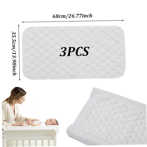 Ginwrek 3Pcs 27x14'' Changing Mat Diaper Changing Pad Waterproof Mat Washable Reusable Cotton Travel Pad for Baby
