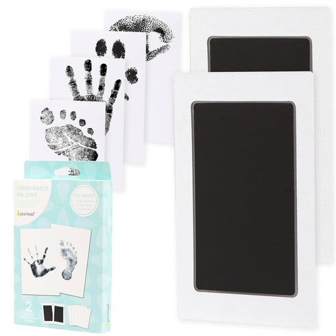 Pearhead Newborn Baby Handprint and Footprint Kit, No Mess Clean-Touch Ink Pad, Safe for Skin, Pack of 2