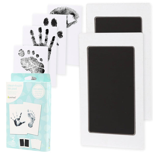 Pearhead Newborn Baby Handprint and Footprint Kit, No Mess Clean-Touch Ink Pad, Safe for Skin, Pack of 2