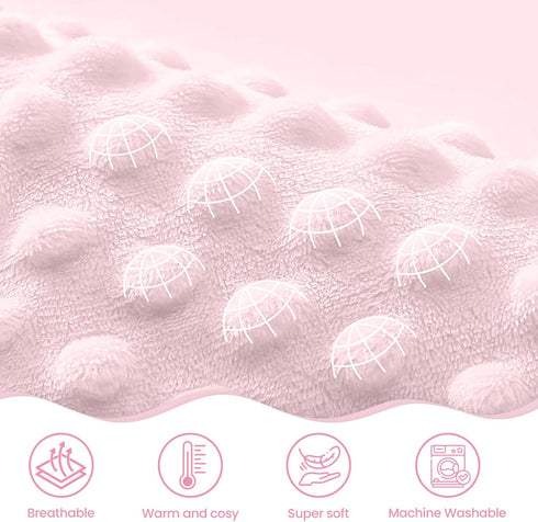 30 40 Inches Heart Minky Baby Blanket x for Girls, Soft Plush Receiving Blanket with Dotted Back, Gift for Toddler