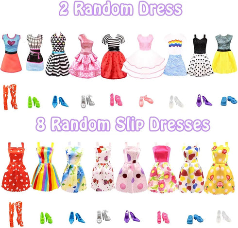 75Pcs Doll Clothes & Accessories Fashion Design Kit for 11.5 Inch Doll, Includes 2 Wedding Gowns, 10 Shoes & More