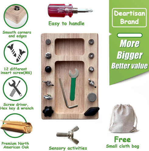 Montessori Screwdriver Board Set, 17 Pcs & 12 Holes Fine Motor Skills Educational Wooden STEM Toys