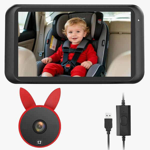 Babyvue BV2 USB Baby Car Camera, 4.5'' HD 1080P USB Rear-Facing Mirror,
