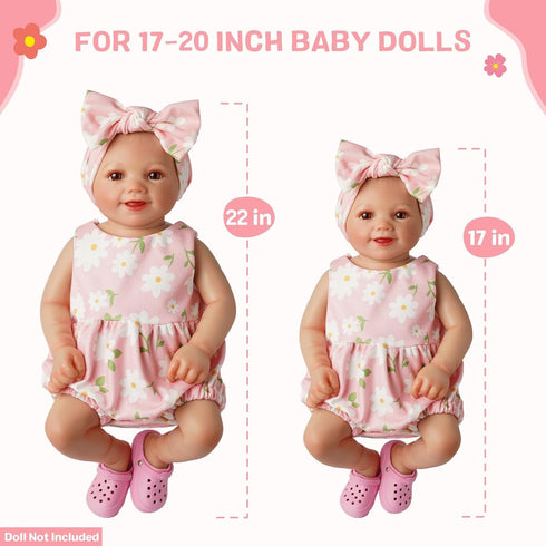 16-20 Inch Set 16 Inch Summer BABESIDE Reborn Baby Doll Clothes with Doll Shoes for Reborn Dolls, Floral Babydoll